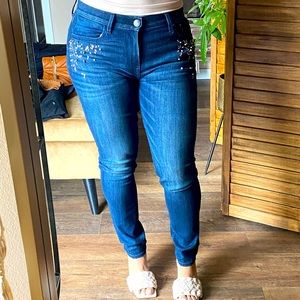 Express embellished skinny jeans